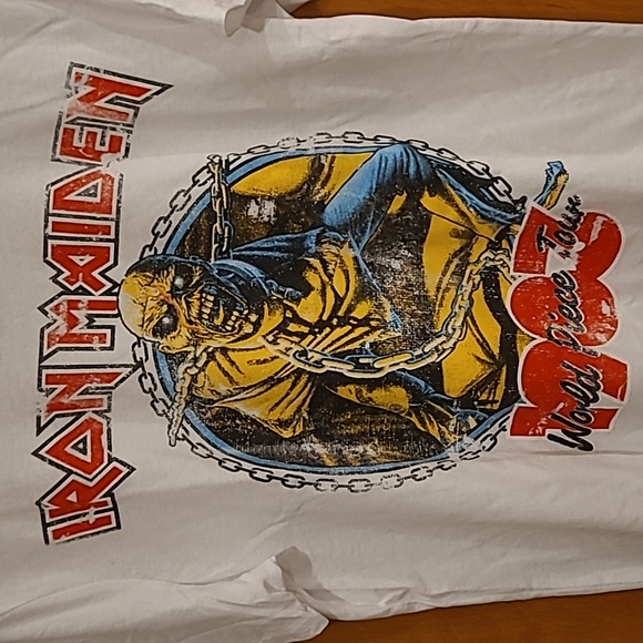 NWT IRON MAIDEN 1983 World Piece Tour White Tee Shirt Adult S, M, & L - Picture 3 of 8